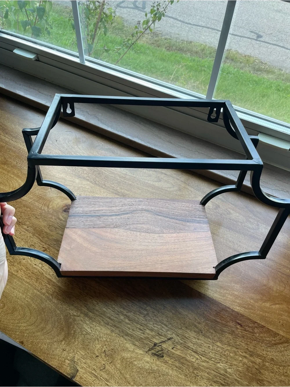 T.J.Maxx Black Metal Frame with Brown Wood Accent Wall Shelf